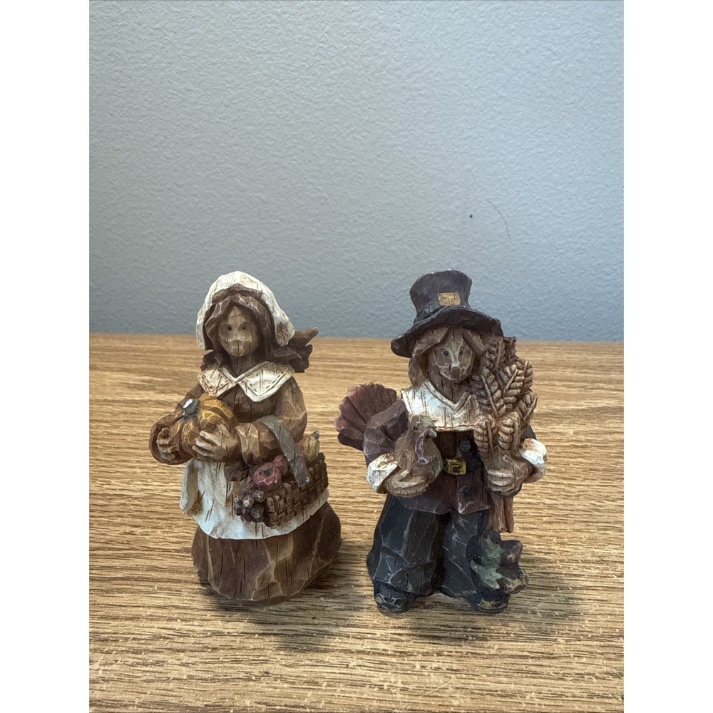 Ganz Thanksgiving Couple Figurines Pair Resin 4" Tall